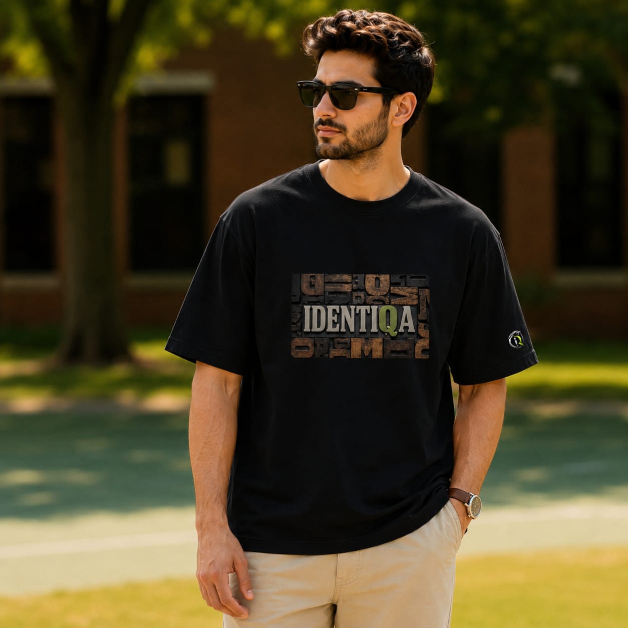 Identiqa Typography Graphic Printed Oversized Black T-Shirt